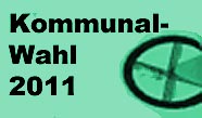 Schrift Kommunalwahl 2011 mit Wahlkreuz